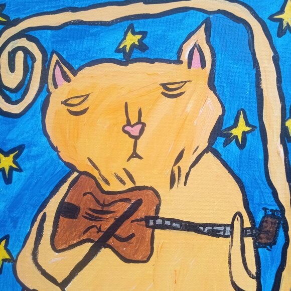 Orange Cat Playing Fiddle Painting - Picture 11 of 13